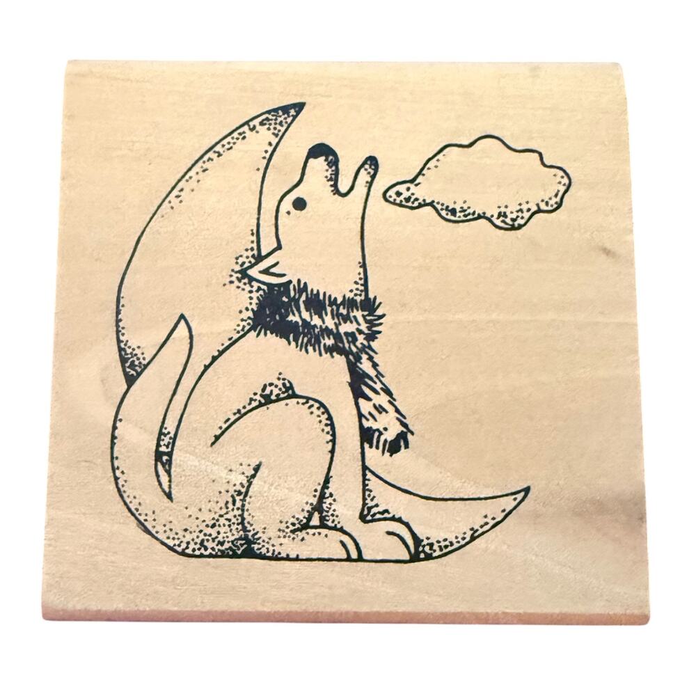 Howling Wolf With The Moon Unbranded Rubber Stamp NEW